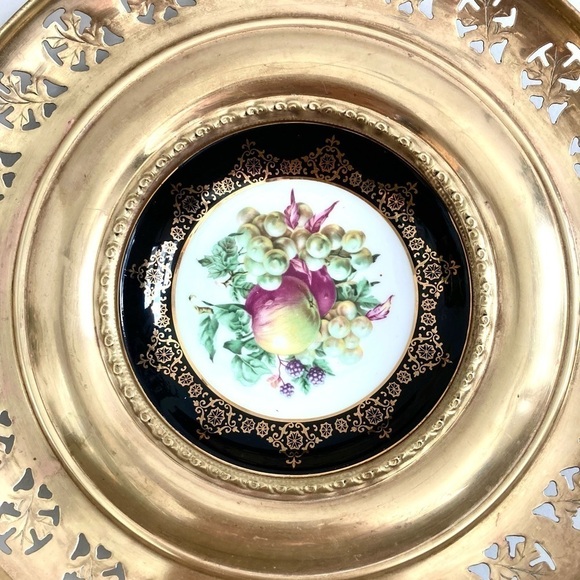 Brass and bone China decorative plate - Picture 2 of 5